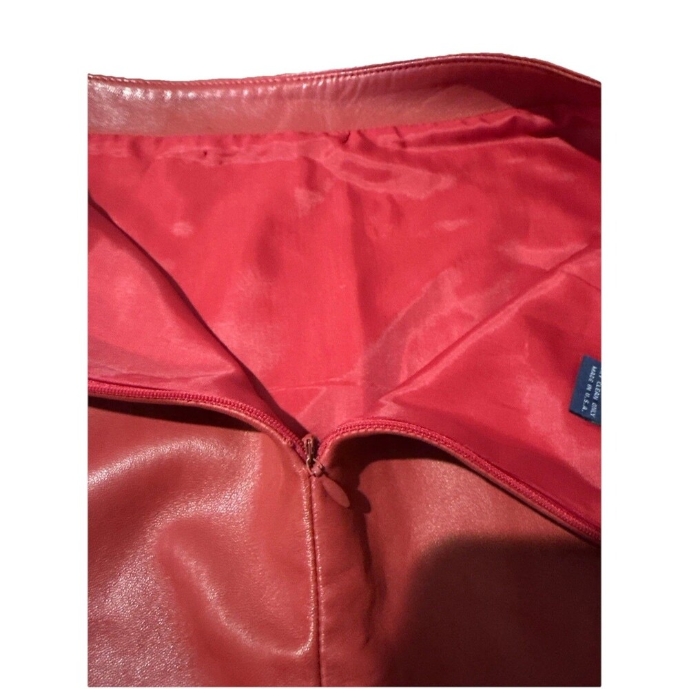 Ralph Lauren Red Leather Pencil Lined Skirt Size 6 - Picture 5 of 10
